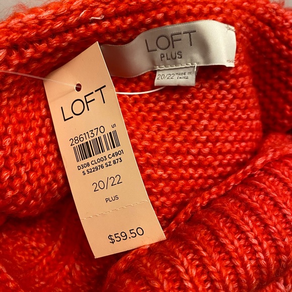 NWT Loft Plus Crimson Cable Soft Knit Cropped Turtleneck Sweater Women's 20/22 - Picture 10 of 12